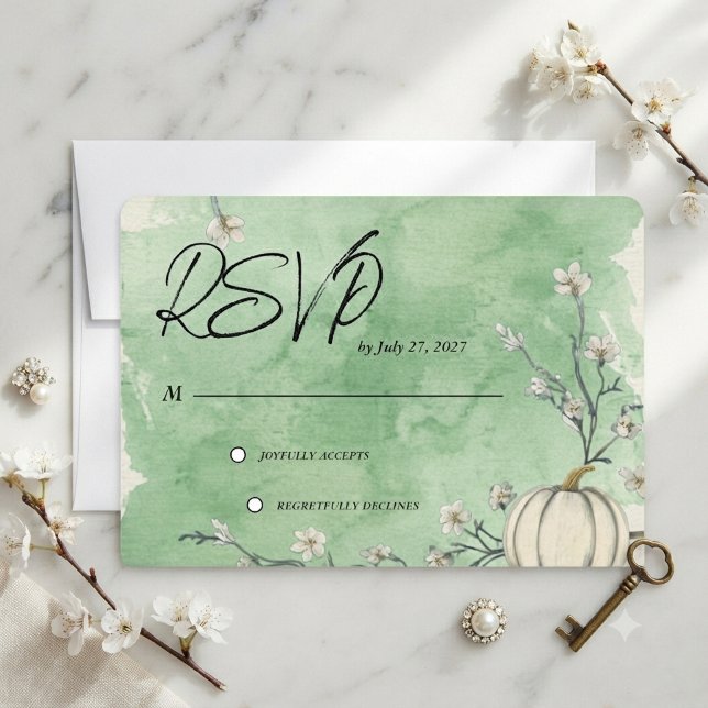 RSVP Boda Calabaza Otoño Verde Rústico (Subido por el creador)