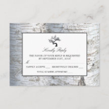 RSVP Boda de Árbol de Birch Rústico Plateado