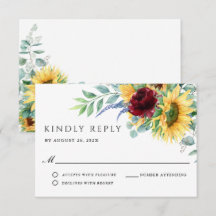 RSVP boda de Boho Sunflowers