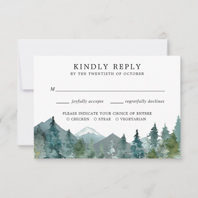 RSVP boda de bosques de montañas rusas (Anverso)