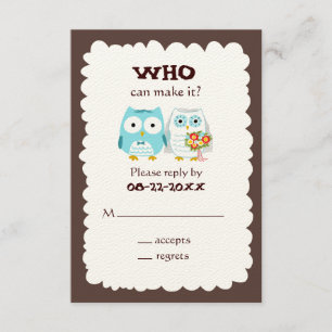 RSVP Boda de Búhos - Novia y Novio Lindos