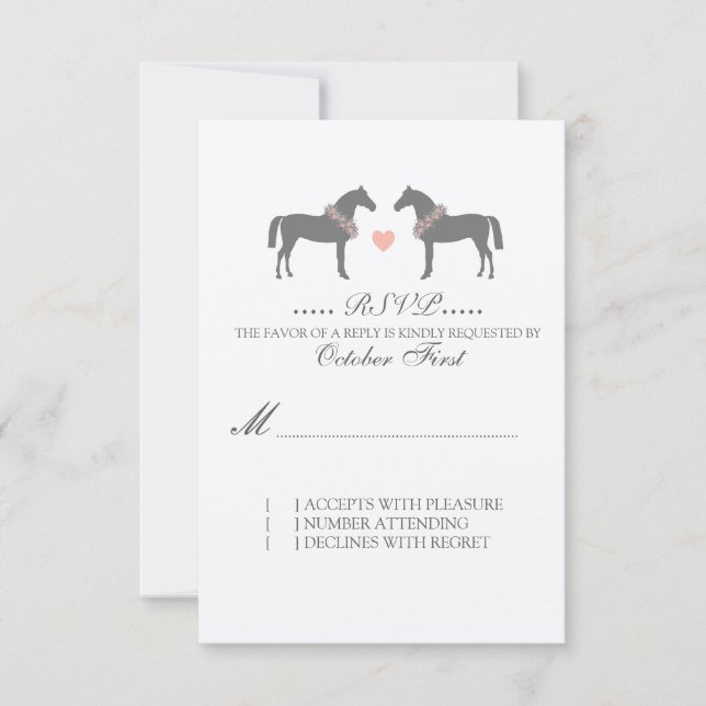 RSVP Boda de Caballos Rosa y Gris (Anverso)