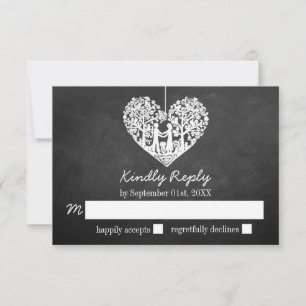 RSVP Boda de Chalkboard de árbol del corazón colga