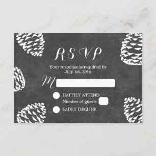 RSVP Boda de Chalkboard de los Cones de Pino Fores