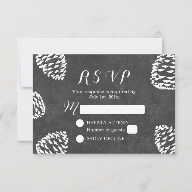 RSVP Boda de Chalkboard de los Cones de Pino Fores (Anverso)