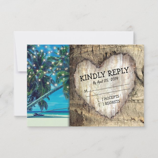 RSVP Boda de destino de playa tropical rusa (Anverso)