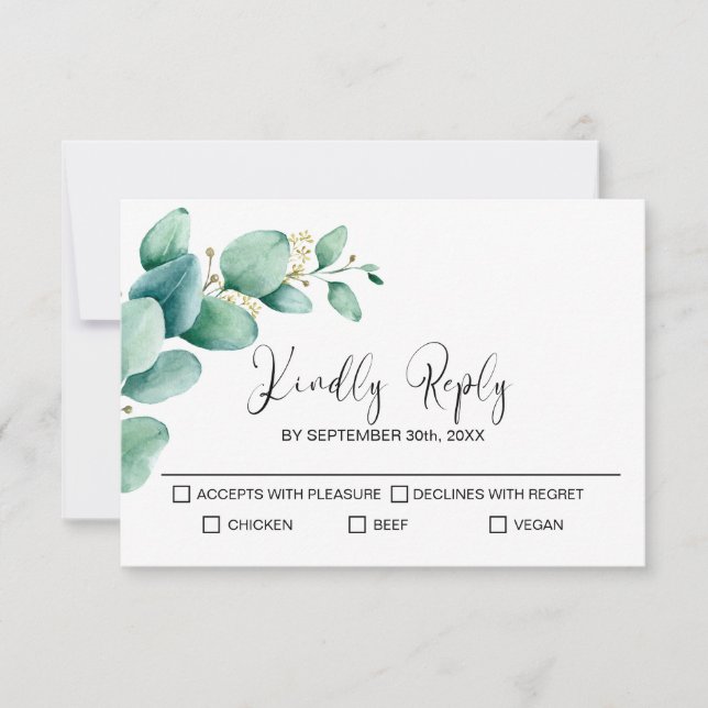 RSVP Boda de Eucalipto Rústico (Anverso)