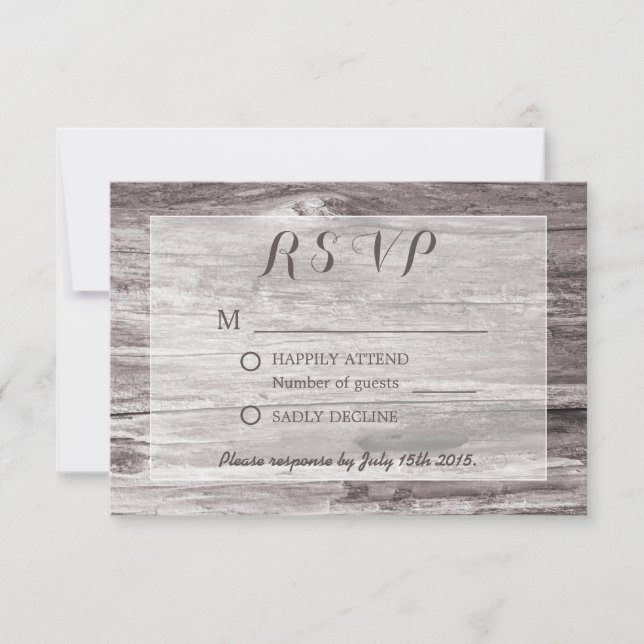 RSVP Boda De Fondo De La Derivación Rústica (Anverso)