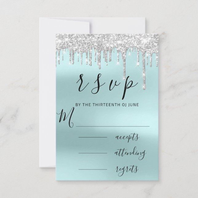 RSVP Boda de goteo de agua gris gris negro (Anverso)