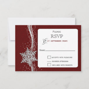 RSVP boda de invierno con copos de nieve de plata 