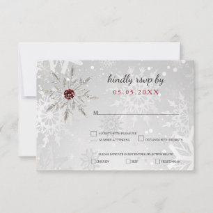 rsvp boda de invierno con copos de nieve rojo plat