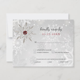 rsvp boda de invierno con copos de nieve rojo plat