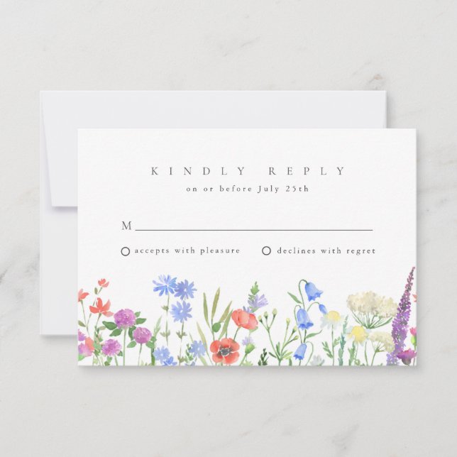 RSVP Boda de Jardín Boho Flor Silvestre de Primave (Anverso)