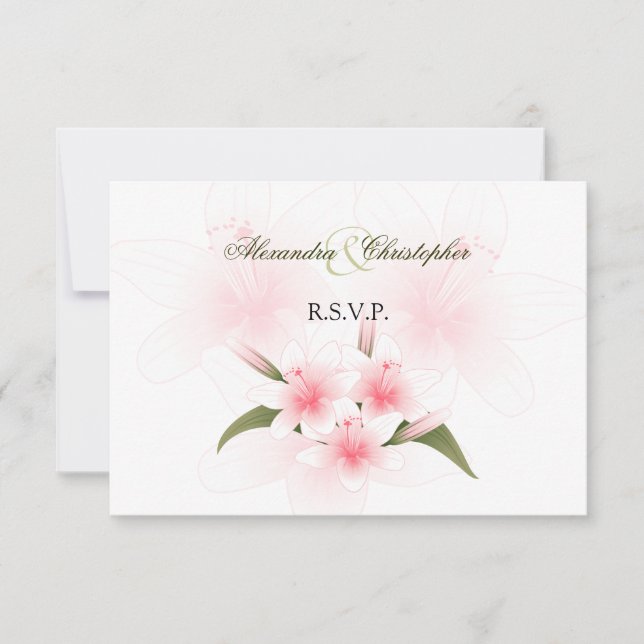 RSVP Boda de Lilies Blancos y Rosa (Anverso)