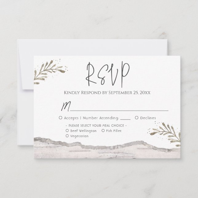 RSVP Boda de Madera de Birch Rústica (Anverso)