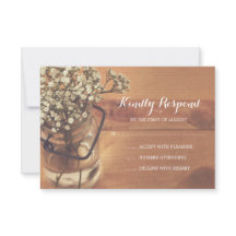 RSVP boda de Madera de Mason Jar con el aliento de