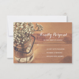 RSVP boda de Madera de Mason Jar con el aliento de