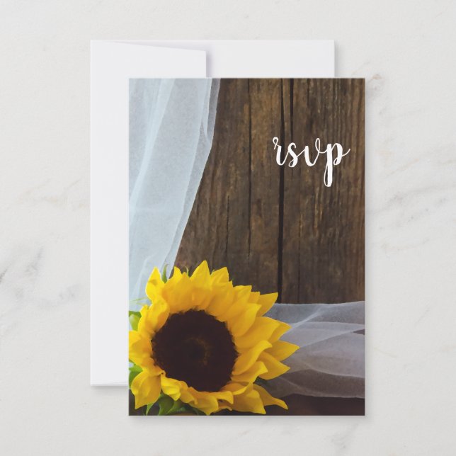 RSVP Boda de Madera Rústica Yellow Sunflower Barn (Anverso)