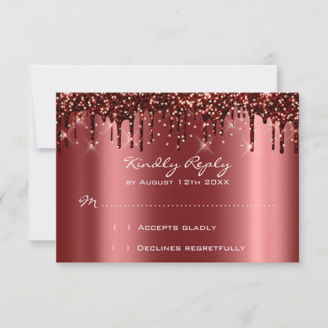 RSVP Boda de novia Gold Burgundy Lux Grips (Anverso)
