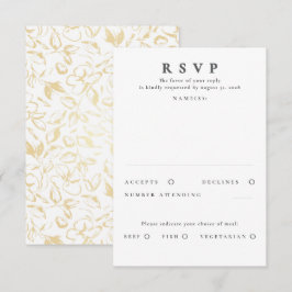 RSVP Boda de Patrón Floral de Oro dibujada a mano