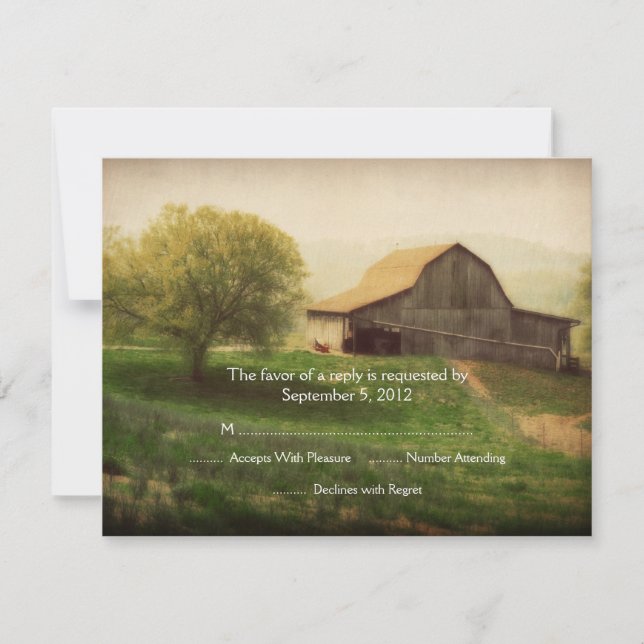 RSVP Boda de vintage en el campo (Anverso)