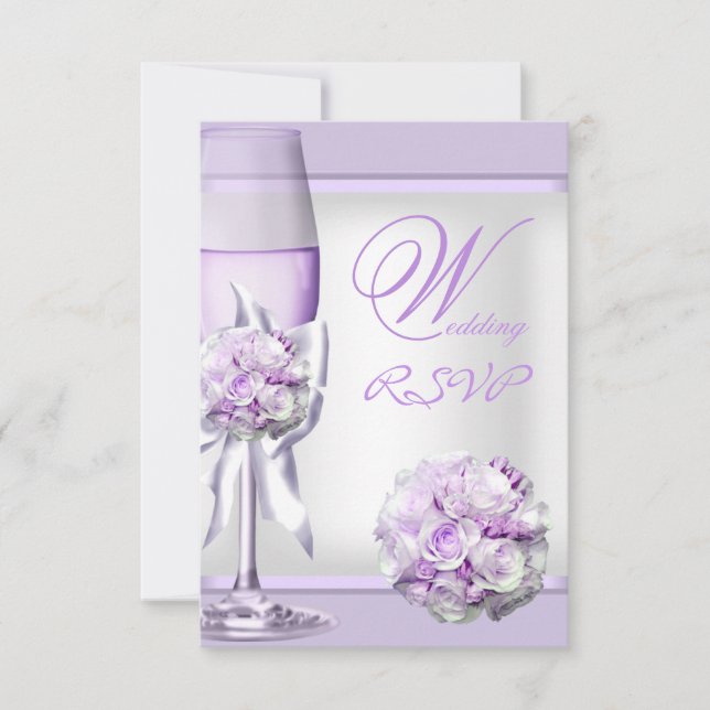 RSVP Boda Elegante Lavanda Púrpura Lila 3 (Anverso)