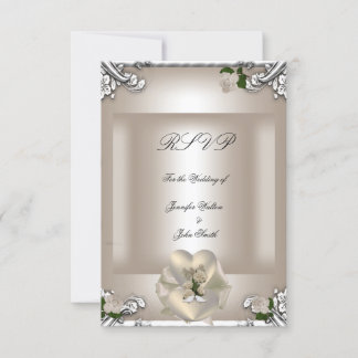 RSVP Boda Elegante Rosa Crema Blanca Plata