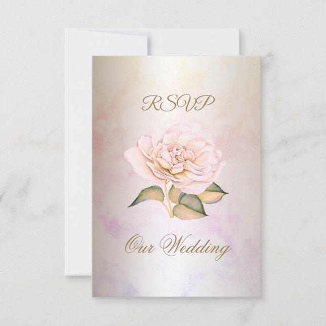 RSVP Boda Elegante Rosa Mármol Rosa Crema (Anverso)