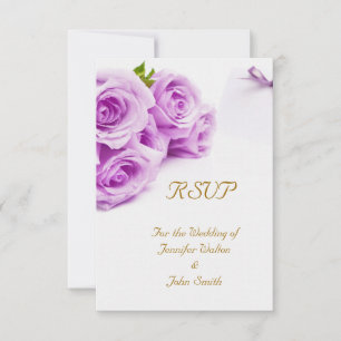 RSVP Boda Elegante Rosas Purpura Blancas Campanas 