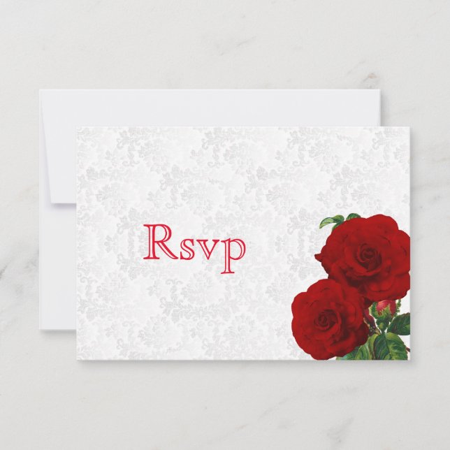 RSVP Boda floral de rosa roja profunda (Anverso)