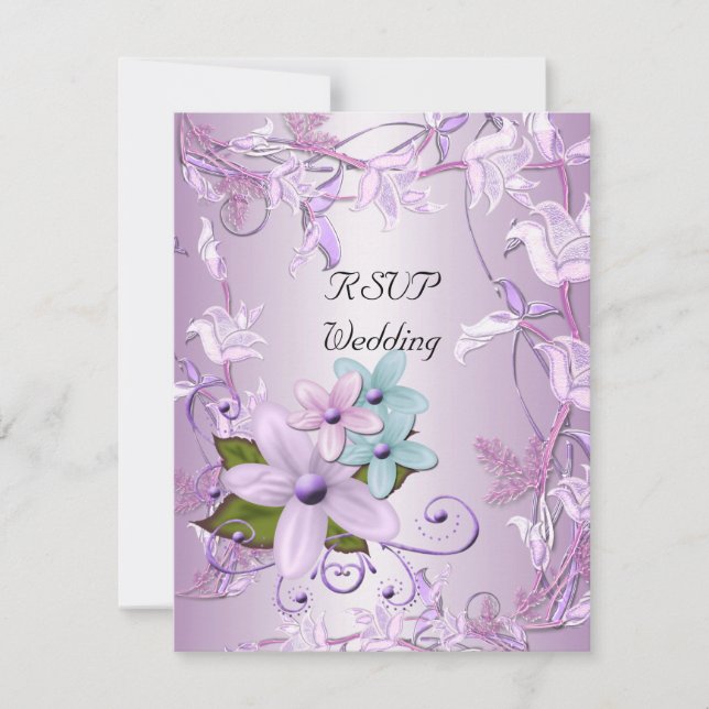 RSVP Boda Floral Púrpura Malva (Anverso)