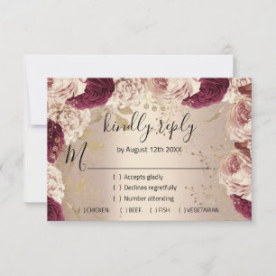 RSVP Boda Glitter Brillante Corona Rosa Dorado