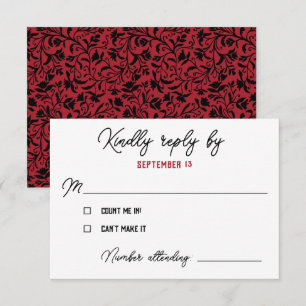 RSVP Boda Gótica Floral Roja Negra