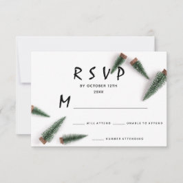 RSVP Boda Invierno Navidad Fiestas Blanco Verde