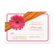 RSVP Boda Lazo Naranja Margarita Gerber Rosa