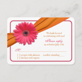 RSVP Boda Lazo Naranja Margarita Gerber Rosa