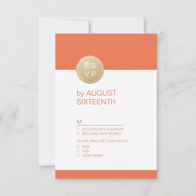 RSVP boda moderna minimalista naranja (Anverso)