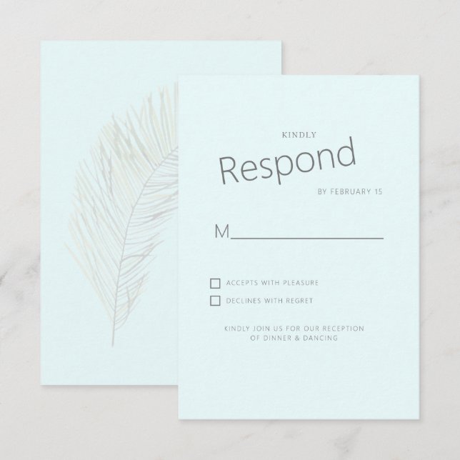 RSVP Boda Palma Tropical Hielo Azul (Anverso / Reverso)