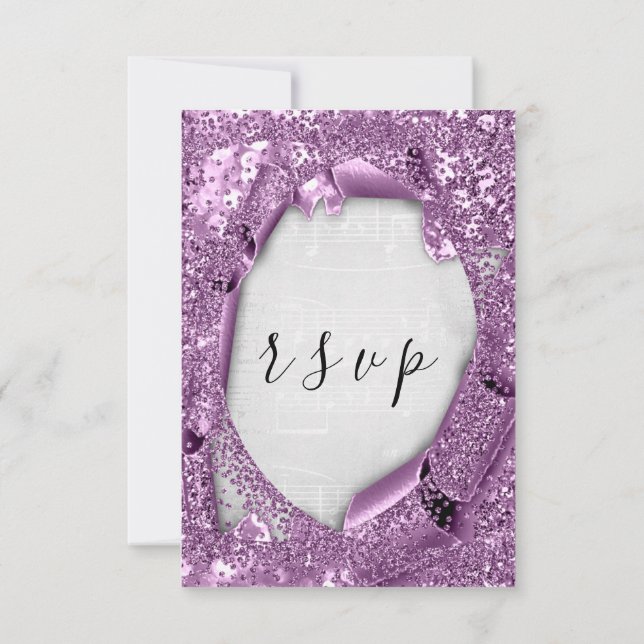 RSVP Boda Papel gris 3D Purple Music (Reverso)