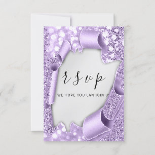 RSVP Boda Papel gris plateado Glam violeta morado