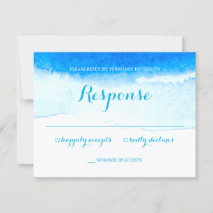 RSVP Boda Playa Azul Acuarela