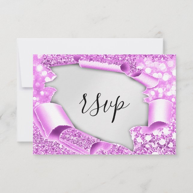 RSVP Boda Purpurina Bridal Gris Plata Rosa (Reverso)