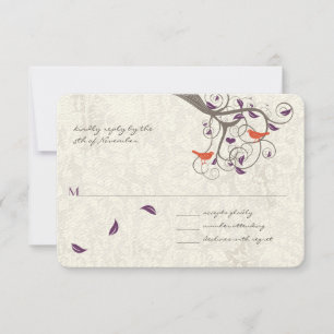 RSVP Boda Romántica de Arbol Swirl Lovebirds