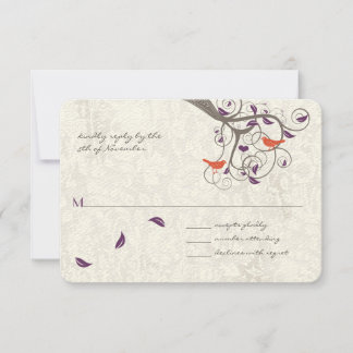 RSVP Boda Romántica de Arbol Swirl Lovebirds
