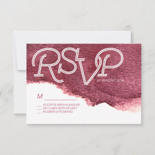 RSVP boda rosa simple de marsala pintada