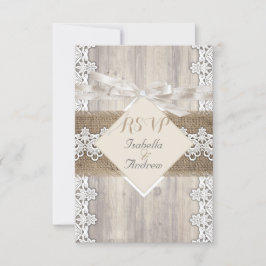 RSVP Boda Rústica Beige Encaje Blanco Madera AB