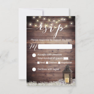 RSVP Boda Rústica de cadenas de farol