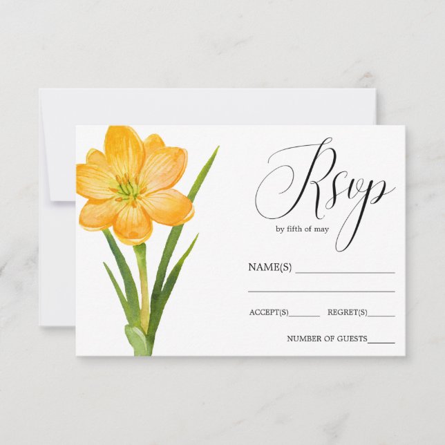 RSVP boda rústica de flor de moda AMARILLO Crocus (Anverso)