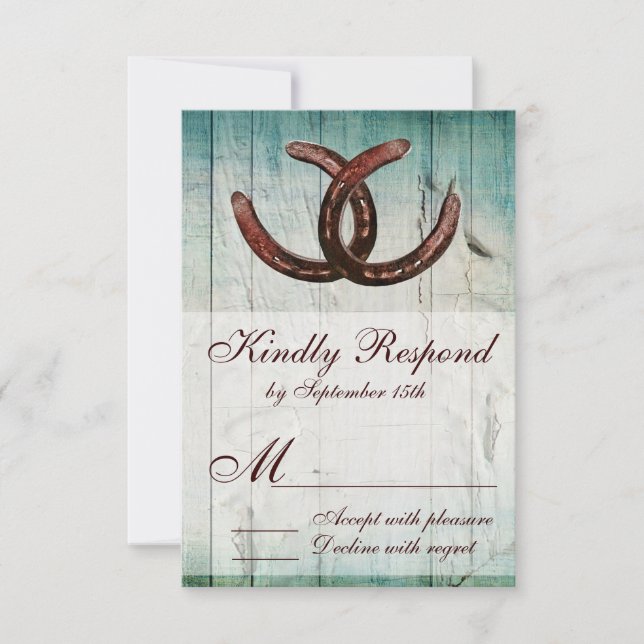 RSVP Boda Rústica estilo País Herradura (Anverso)