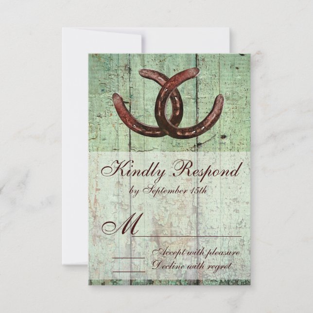 RSVP Boda Rústica estilo País Herradura (Anverso)